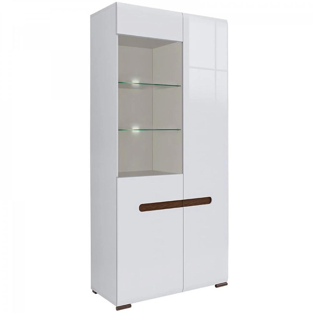 Пенал-витрина с подсветкой ВМК БРВ Ацтека REG1W1D/21/9 Белый/Белый глянец (GRB-1663)