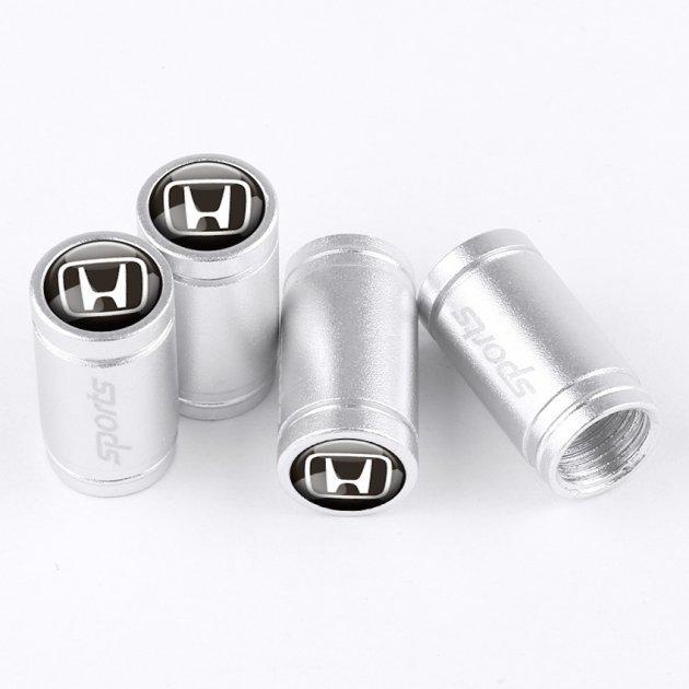 Набор колпачков на ниппель для автомобиля SUNROZ Caps Sports Honda 4 шт. Silver