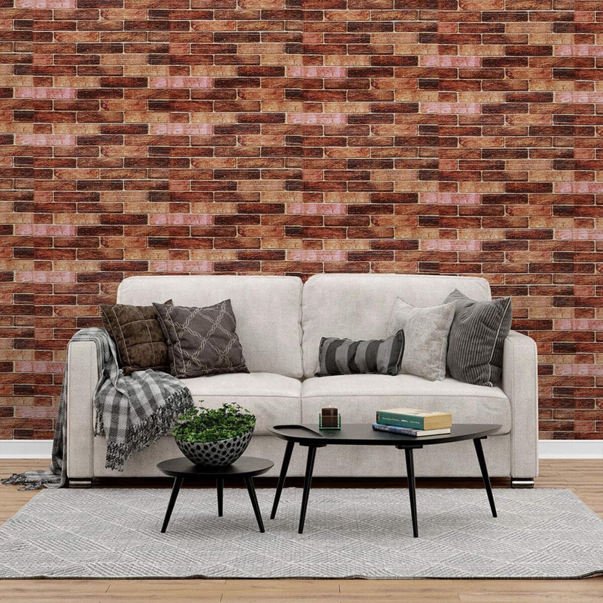 Панель самоклеящаяся 3D под катеринославский кирпич 3080x700x3 мм Коричневый (SW-00001768) - фото 6 Панель самоклеящаяся 3D под катеринославский кирпич 3080x700x3 мм Коричневый (SW-00001768) - фото 6