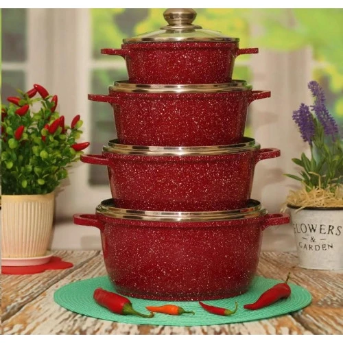 Набор кастрюль Benson 8 пр. Красный (BN-380) - фото 5 Набор кастрюль Benson 8 пр. Красный (BN-380) - фото 5