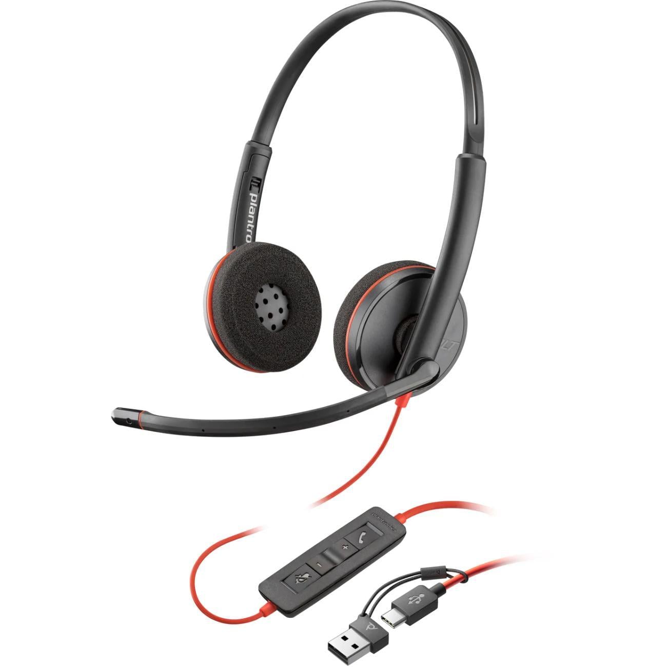 Наушники с микрофоном проводные Poly BlackWire C3220 M Type-C + Type-C/A Adapter HS Stereo Black (8X228AA)