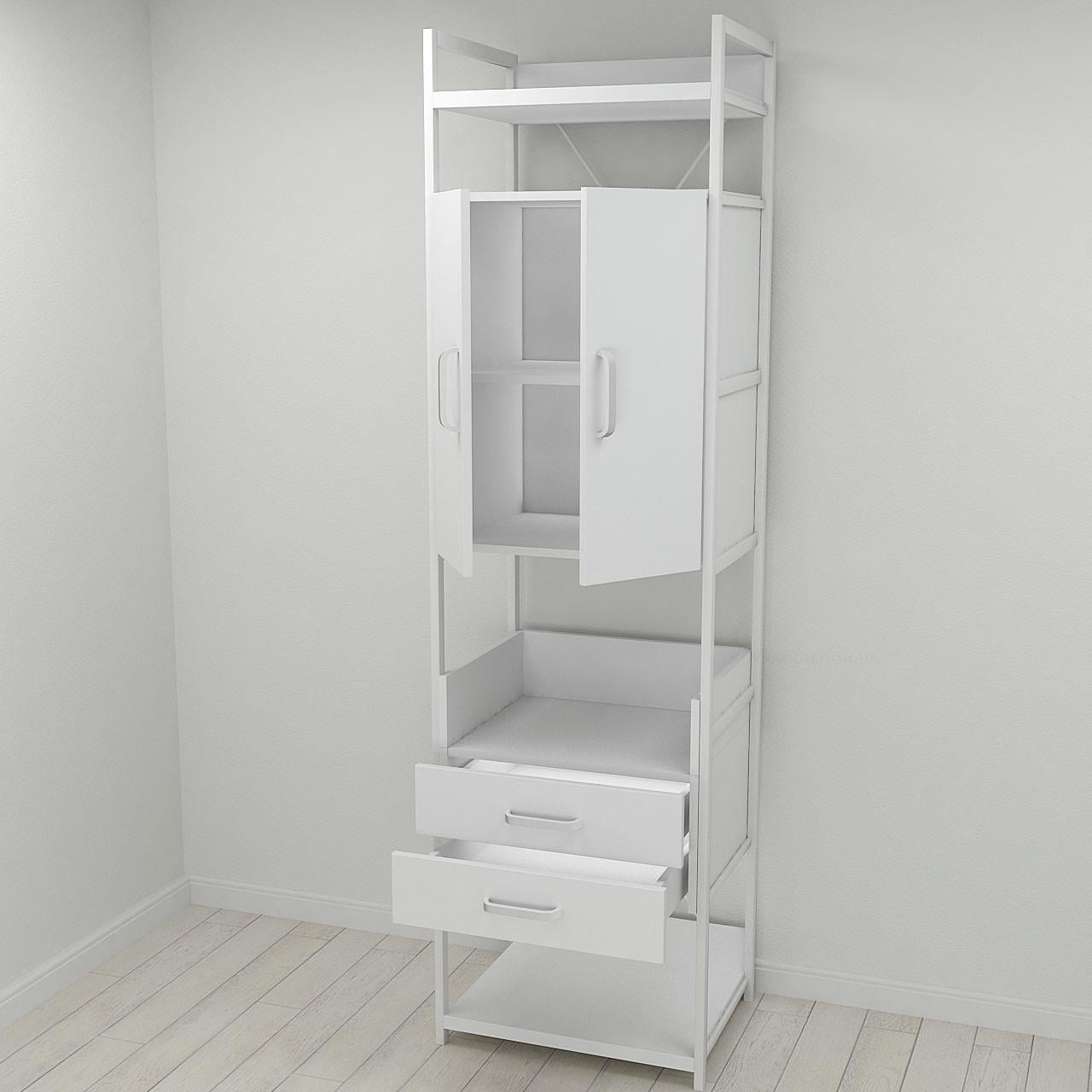 Шафа Ferrum-decor Гардероб Уні секція 5 серії Конект метал/ДСП 32 мм 220x60x50 см Білий/Білий (FRD-104519)