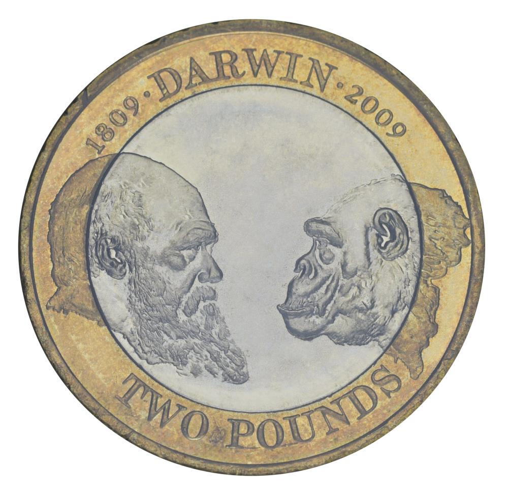 Коллекционная монета Великобритания 2 фунта 2009 Чарльз Дарвин UNC (KM#1115)