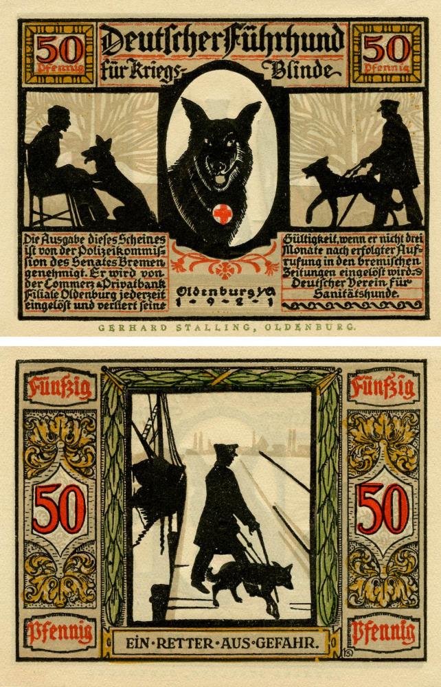 Коллекционная банкнота Германия Нотгельд 50 пфеннигов 1921 F-VF Ольденбург Разновидность 2 (Б18828)