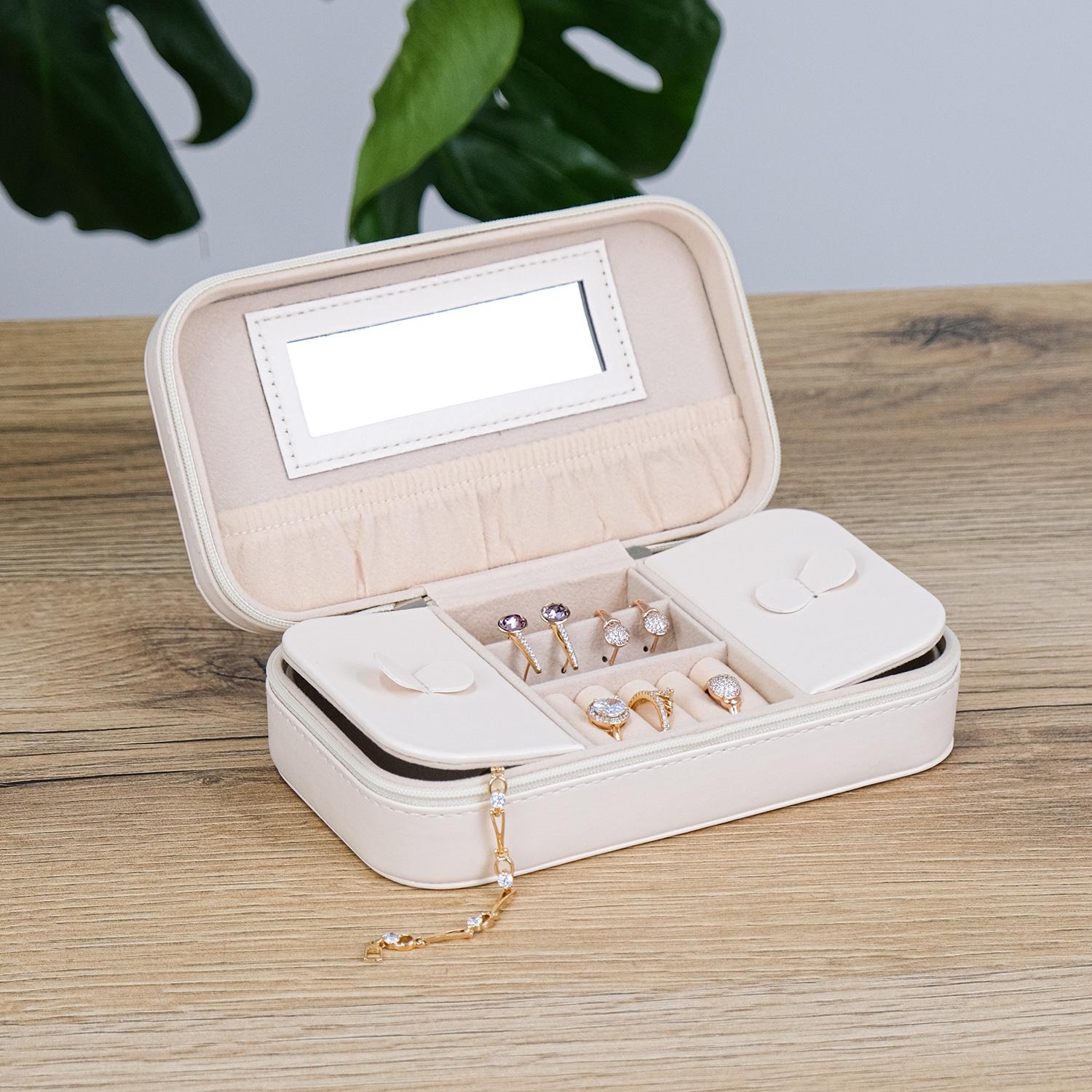Шкатулка для украшений Гранд Презент с зеркалом 18х10х5,5 см Бежевый (JZ-038-3)