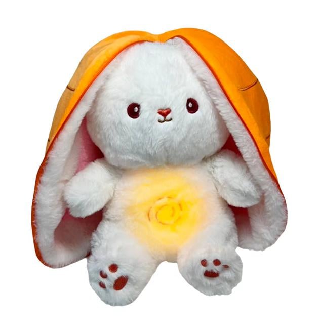 М'яка іграшка дитяча Дихаючий заєць плюшева з підсвіткою для сну 30 см Помаранчевий