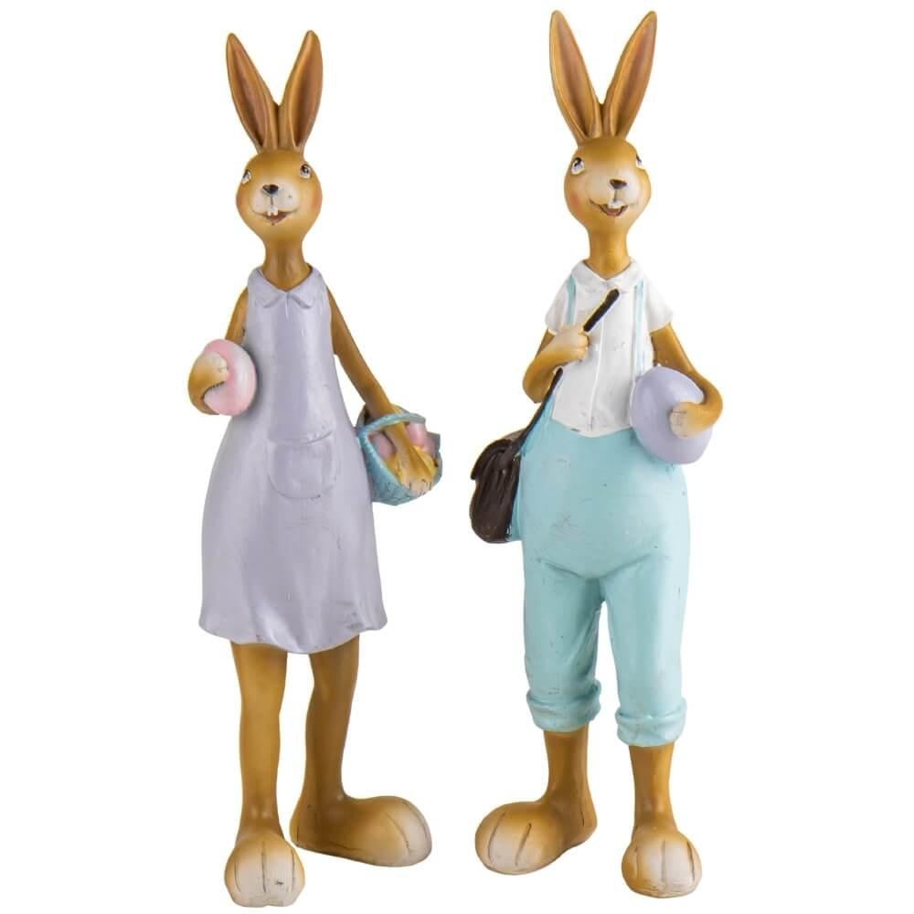 Набор декоративных пасхальных статуэток Elisey Rabbits из полистоуна 28,5 см Разноцветный (106-81-8941-001)