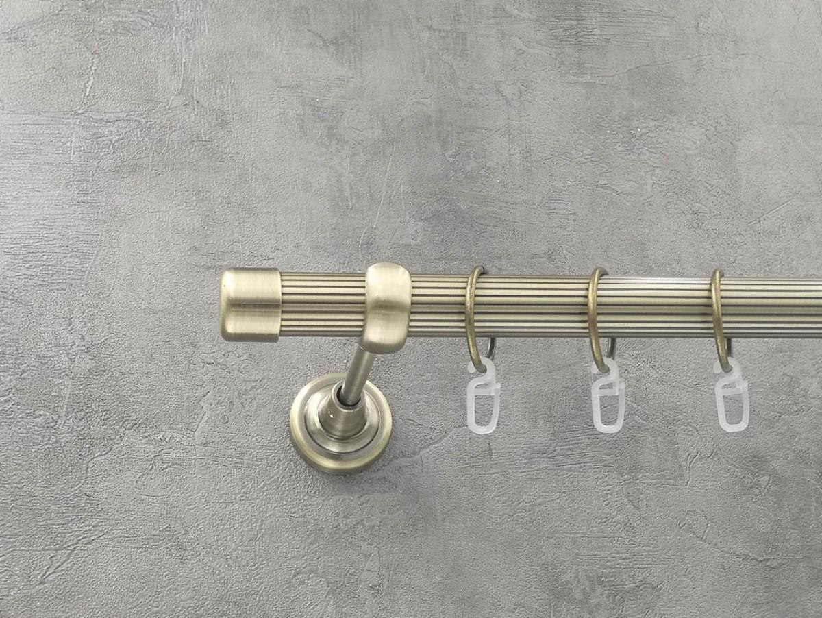 Карниз Quadrum Заглушка рифленая штанга одинарный открытый 25 мм 240 см Антик (262041111)