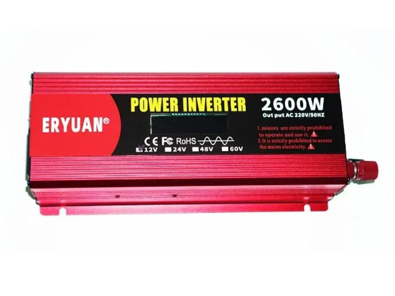Автомобільний інвертор ERYUAN 2600W LCD DC/AC 12-220V з чистою синусоїдою і вольтметром Автомобільний інвертор ERYUAN 2600W LCD DC/AC 12-220V з чистою синусоїдою і вольтметром
