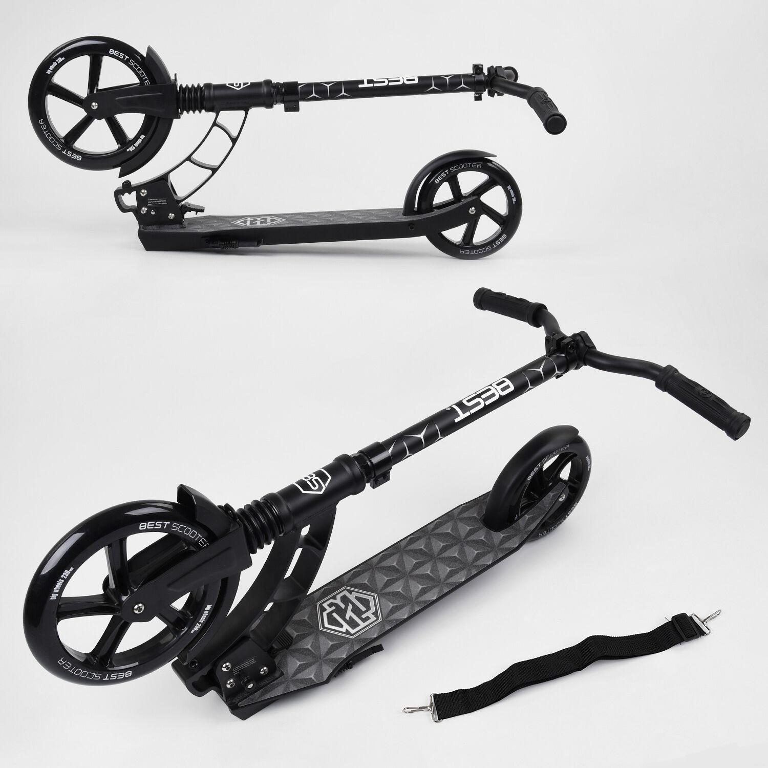 Самокат двухколесный Best Scooter с PU колесами 1 амортизатором Black (99664) - фото 3