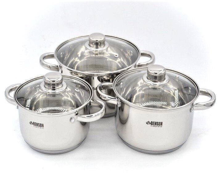 Набір каструль із нержавіючої сталі Benson BN-198 6 пр.