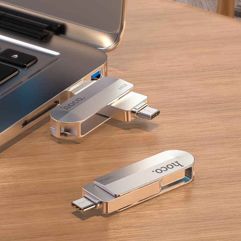 Флеш-пам'ять двостороння Hoco Wise USB3.0 Type-C OTG USB flash drive UD10 64 Gb Silver (532608) - фото 3