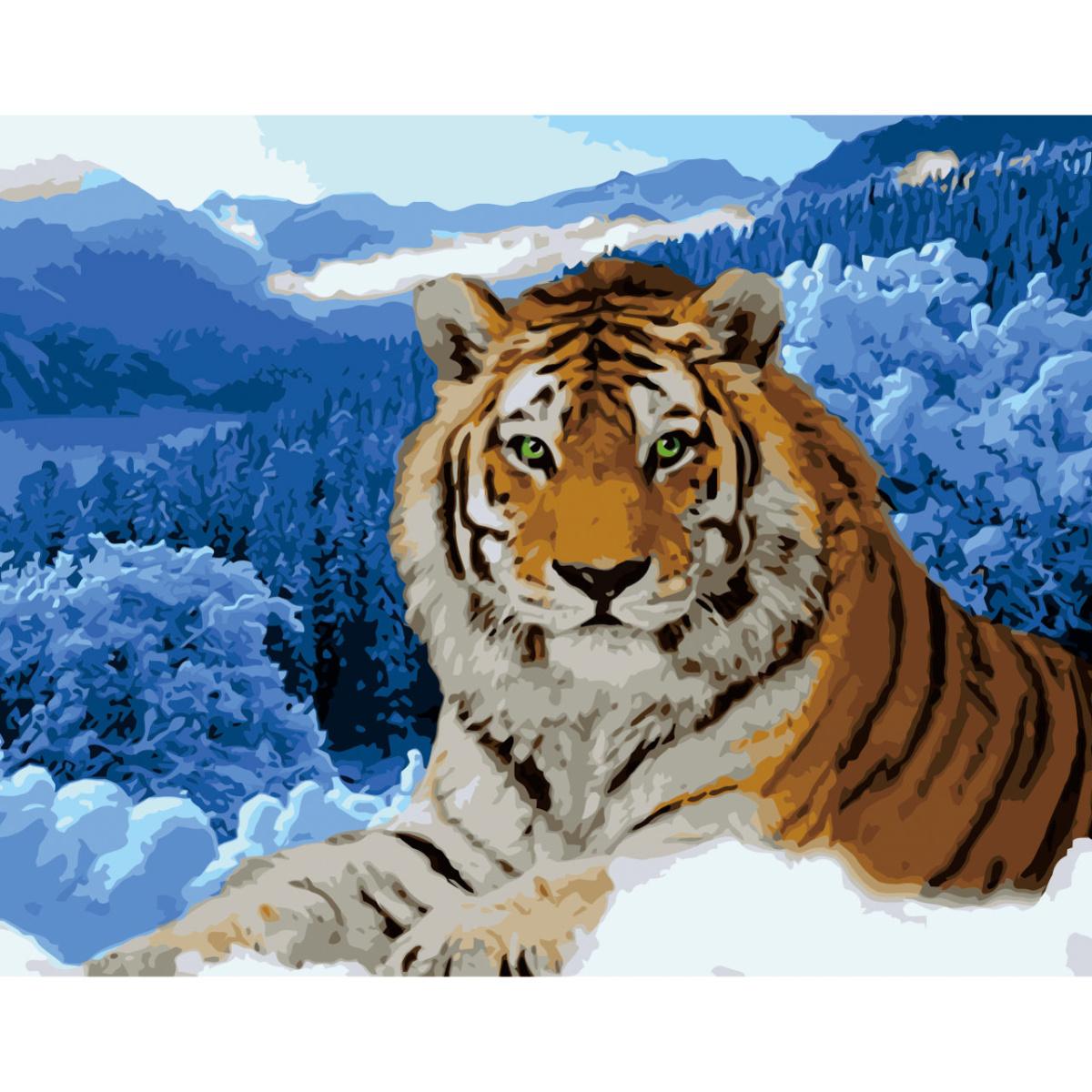 Картина по номерам Strateg Тигр на снегу 40x50 см (VA-2698)