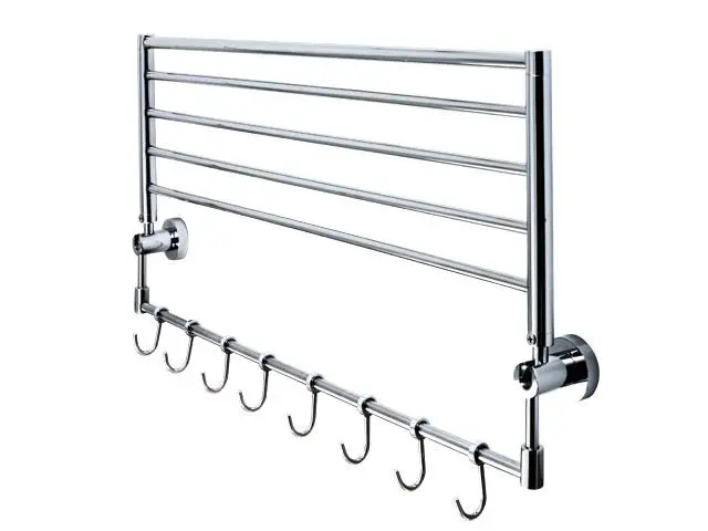 Полка для полотенец Aqua-World 5 перекладин 8 крючков L-600 откидная