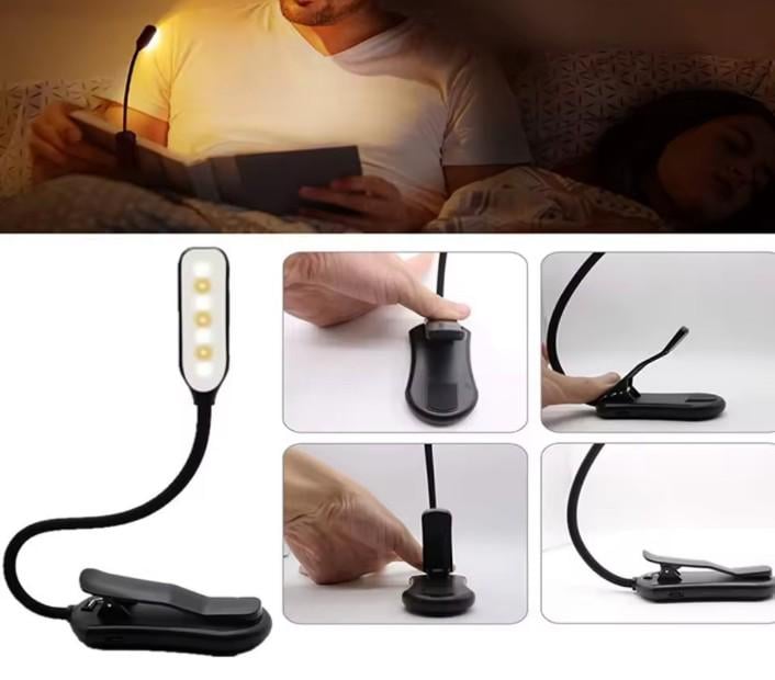 Лампа для чтения книг 7 LED с аккумулятором Черный (00005) - фото 4 Лампа для чтения книг 7 LED с аккумулятором Черный (00005) - фото 4