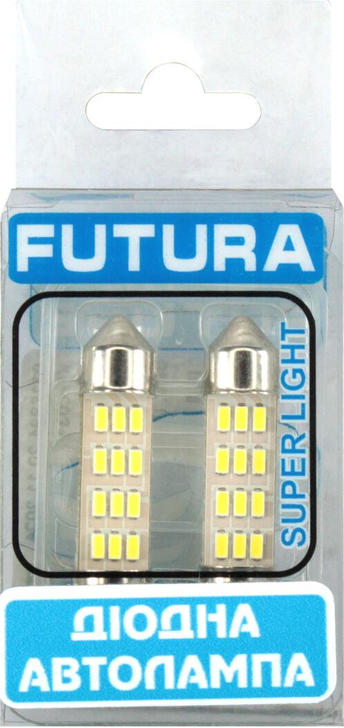 Лампочка FUTURA 2-х цокольная LED T11 C10W SMD 12 диодов 12 V-1,7 Вт SV8.5-8 35 мм 2 шт. Белый (60311) Лампочка FUTURA 2-х цокольная LED T11 C10W SMD 12 диодов 12 V-1,7 Вт SV8.5-8 35 мм 2 шт. Белый (60311)
