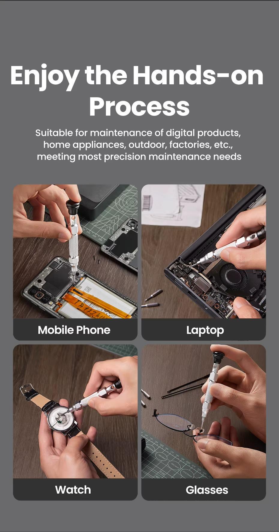 Набор прецизионных отверток UGREEN 38-в-1 бит из стали S2 магнитный с удлинителем Черный (15354) - фото 8