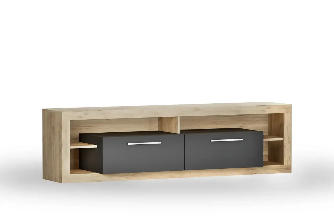 Тумба под ТВ Artos Design Lumiko из ЛДСП 180 500х350х1800 мм Дуб крафт золотой/Антрацит (49352)