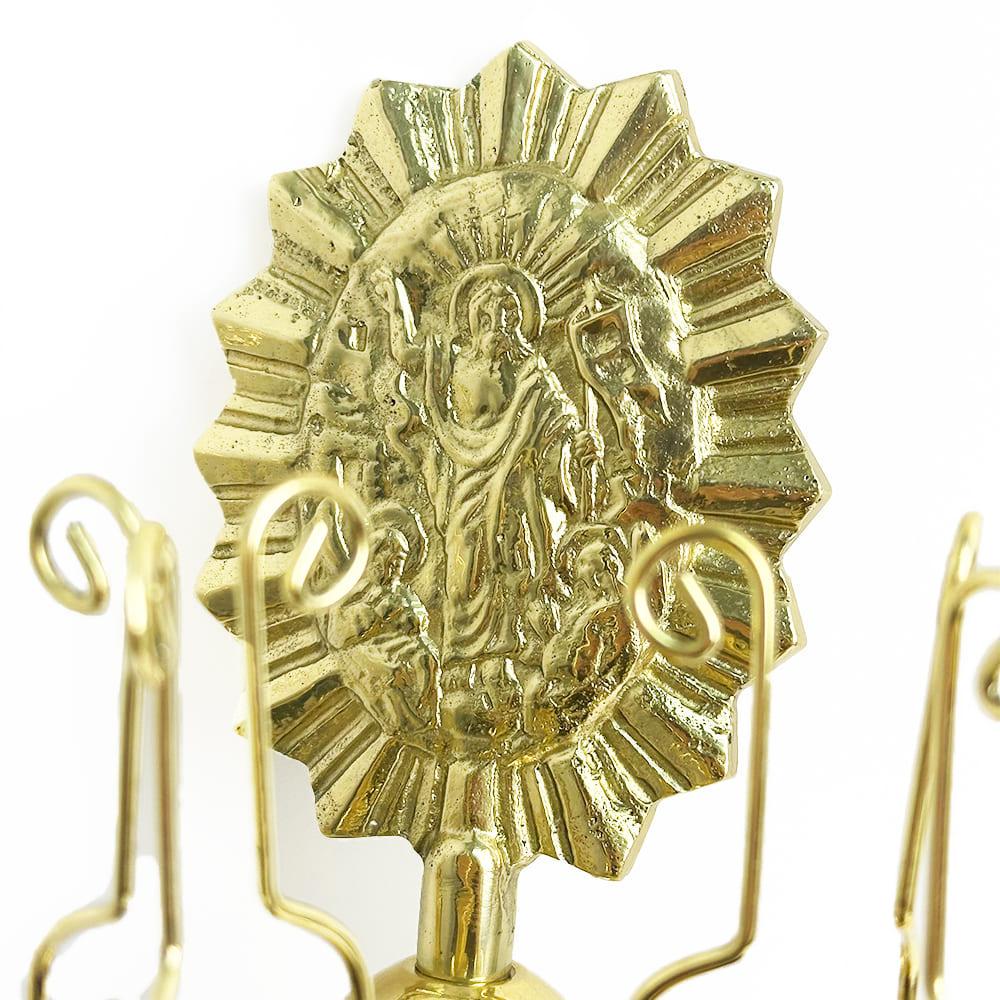 Трехсвечник пасхальный с иконой из латуни (11025) - фото 3 Трехсвечник пасхальный с иконой из латуни (11025) - фото 3