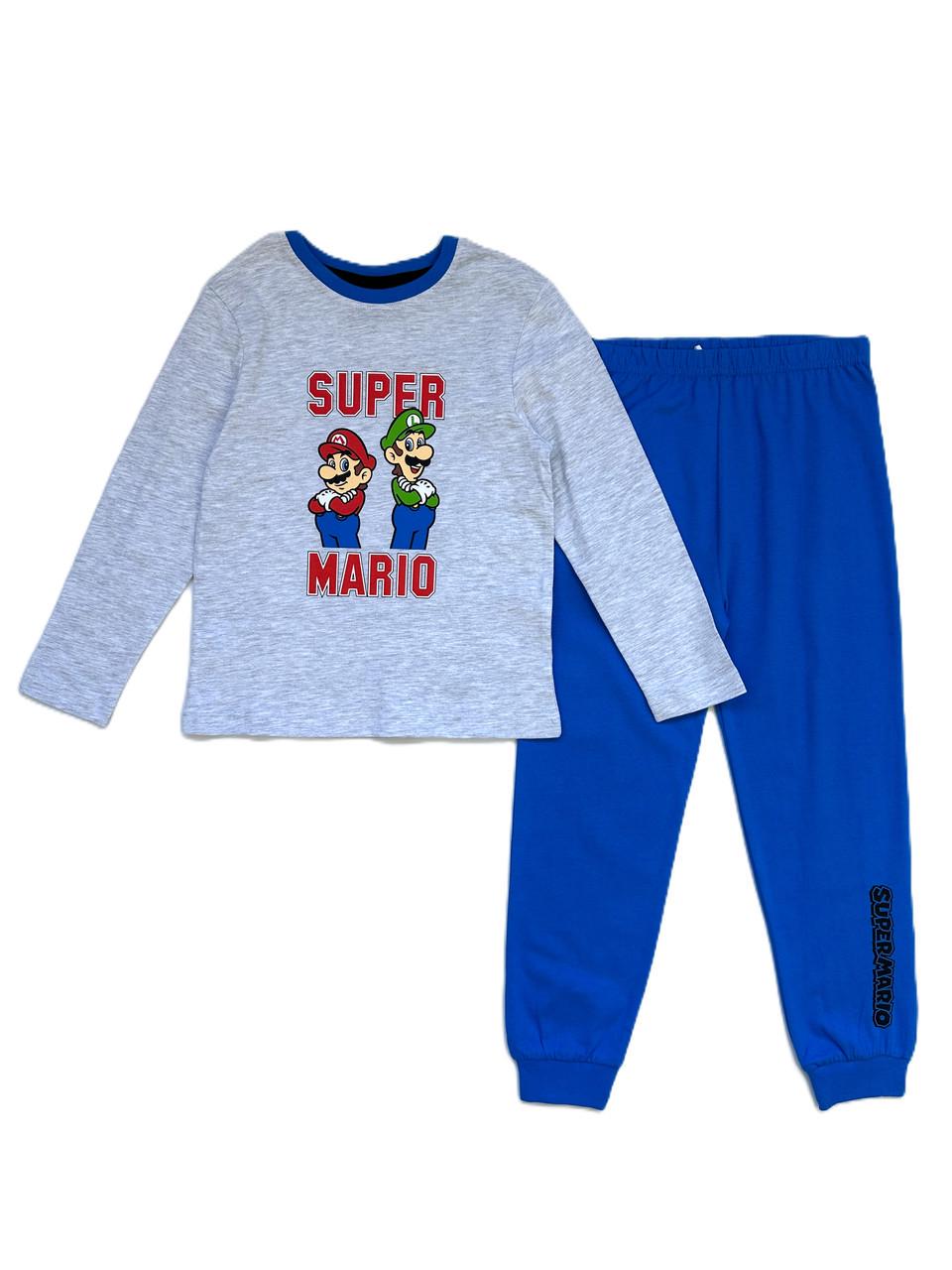Піжама для хлопця PRIMARK Mario лонгслів та штани та шорти 110 см Сіро-синій (2548909242)