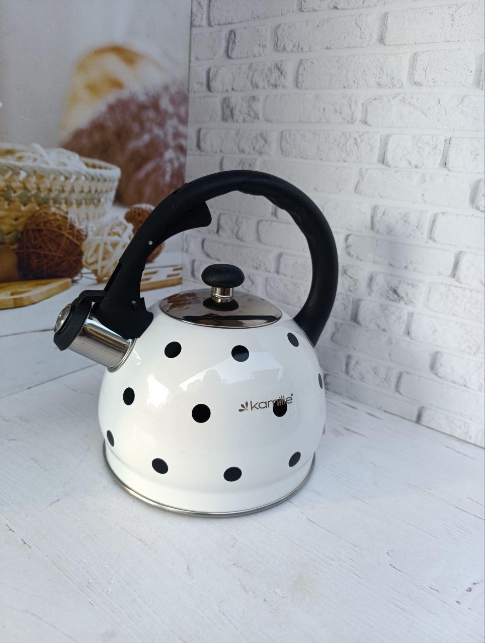 Чайник зі свистком Kamille KM-1070WH з нержавіючої сталі 2 л Білий