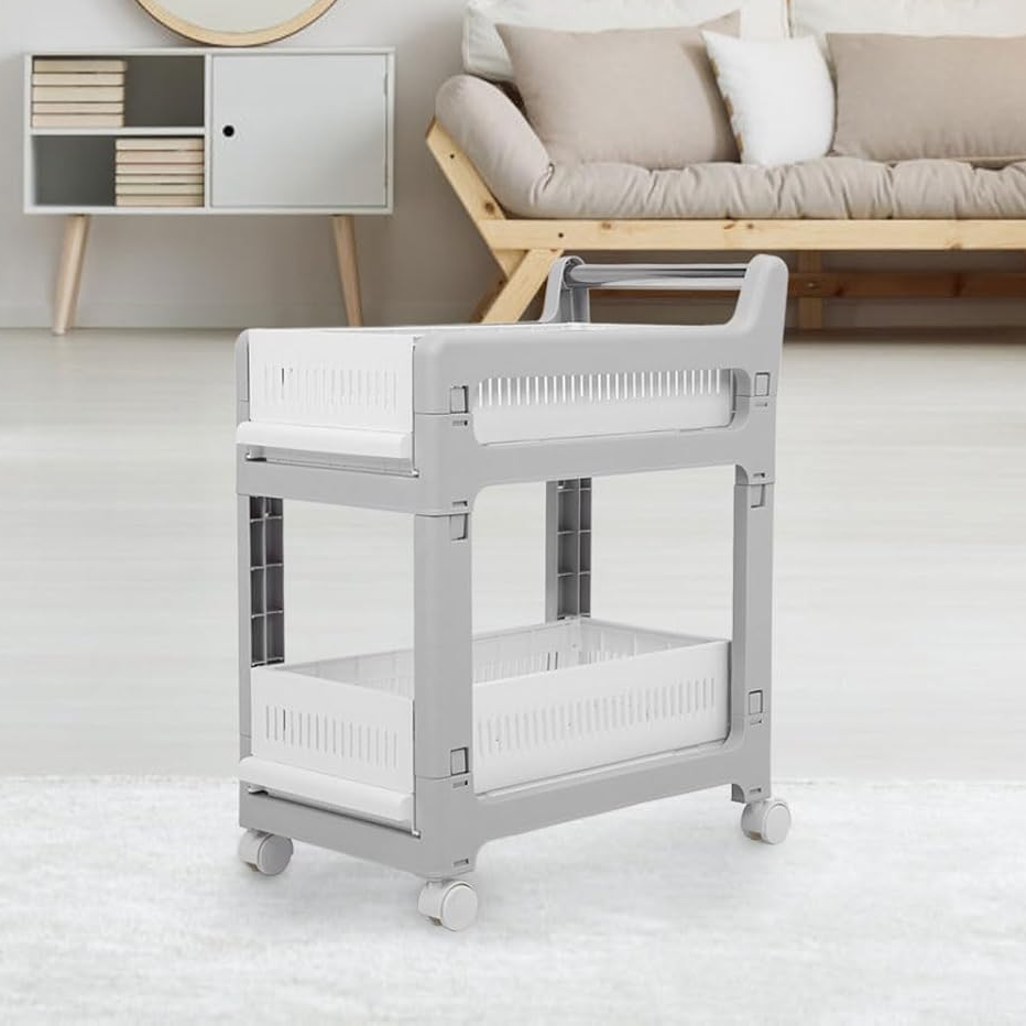 Етажерка на коліщатках двоярусна для ванної кухні та офісу 48х36х59 см
