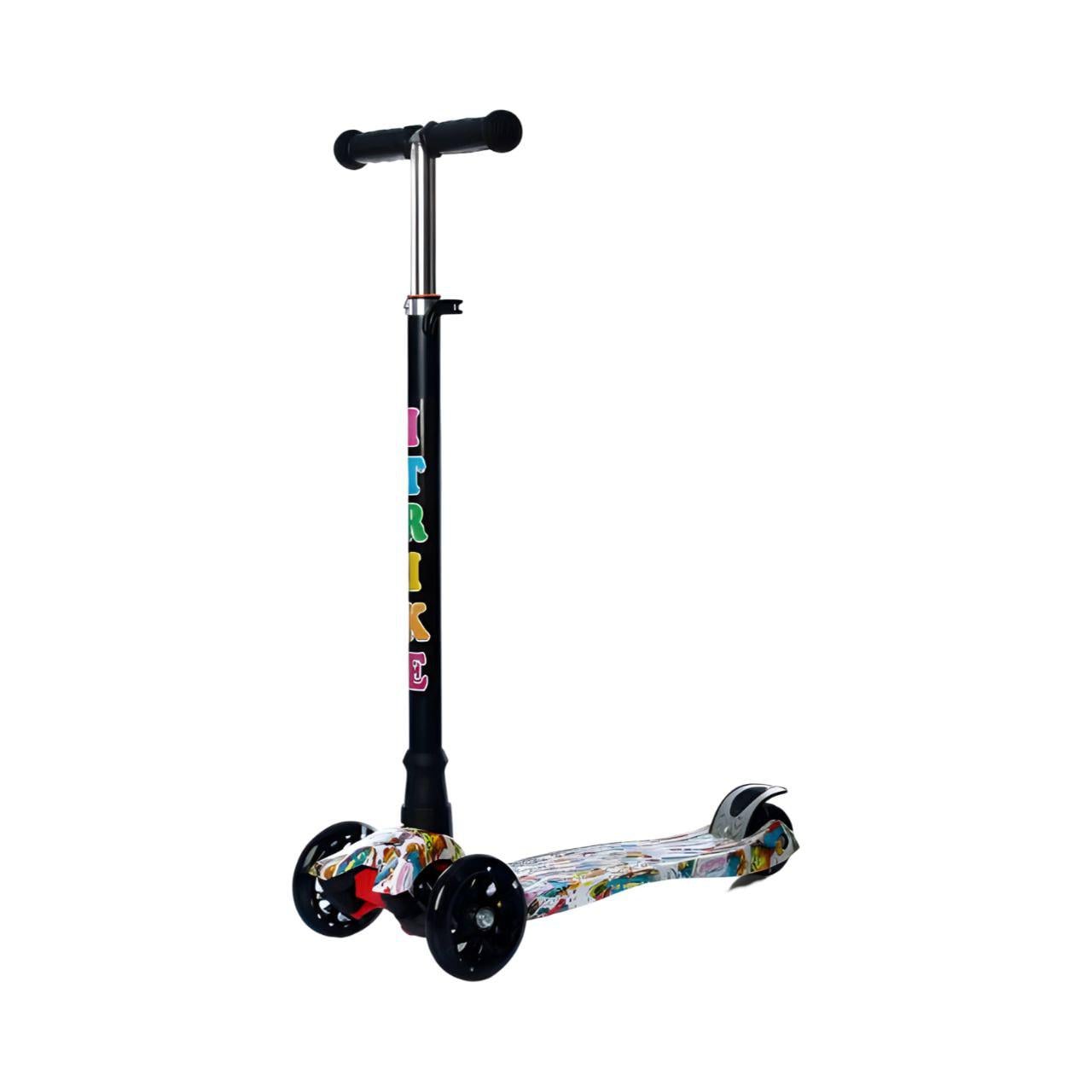 Самокат JR 3-055-3-WP36 з принтом 3 колеса PU Чорний (24845080)