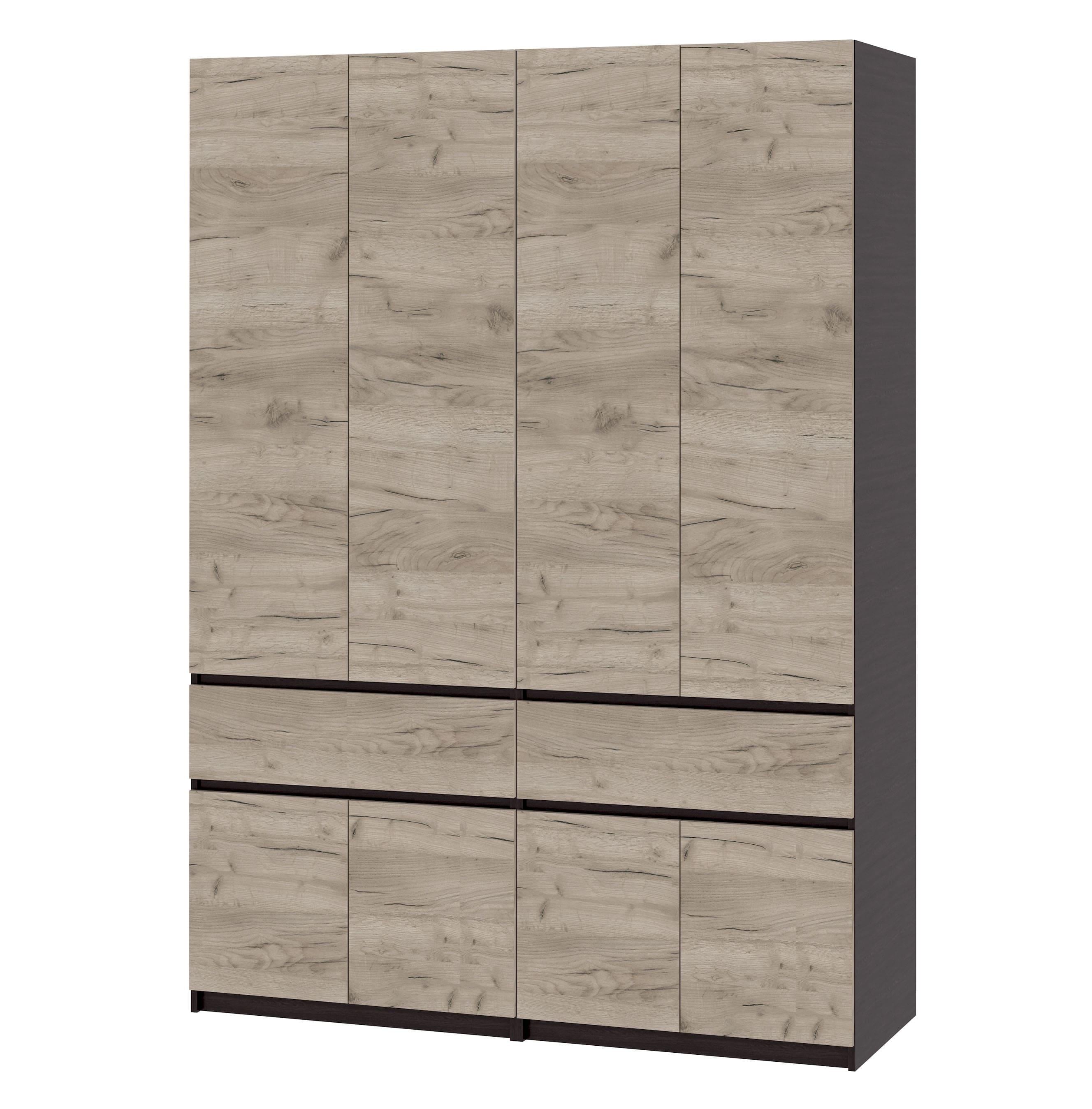 Шкаф Мастер Форм Брайт ДСП телескопические направляющие 1600х520х2000 мм Венге магия/Дуб крафт серый