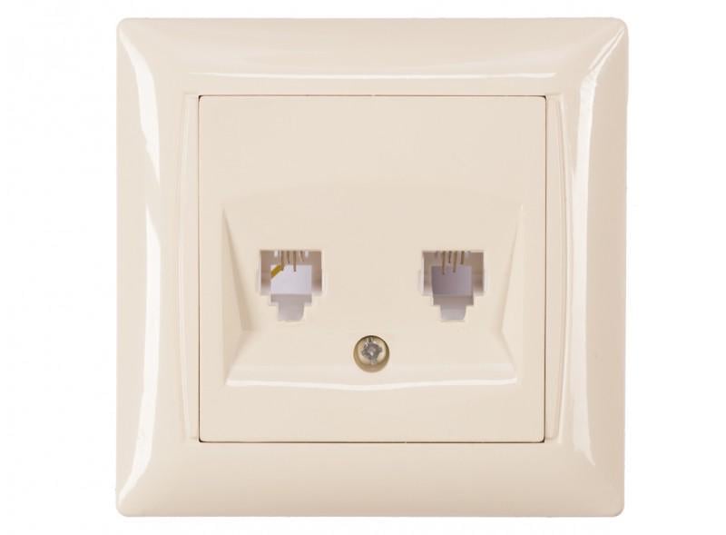 Розетка двойная Luxel ТФ primera Кремовый (3314)