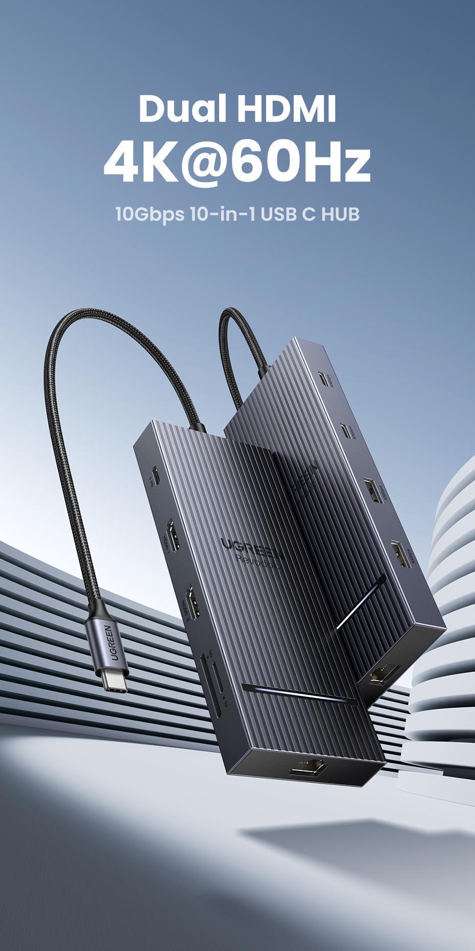 Док-станція USB-C Ugreen 30 100 10 Сірий (45366) - фото 2 Док-станція USB-C Ugreen 30 100 10 Сірий (45366) - фото 2