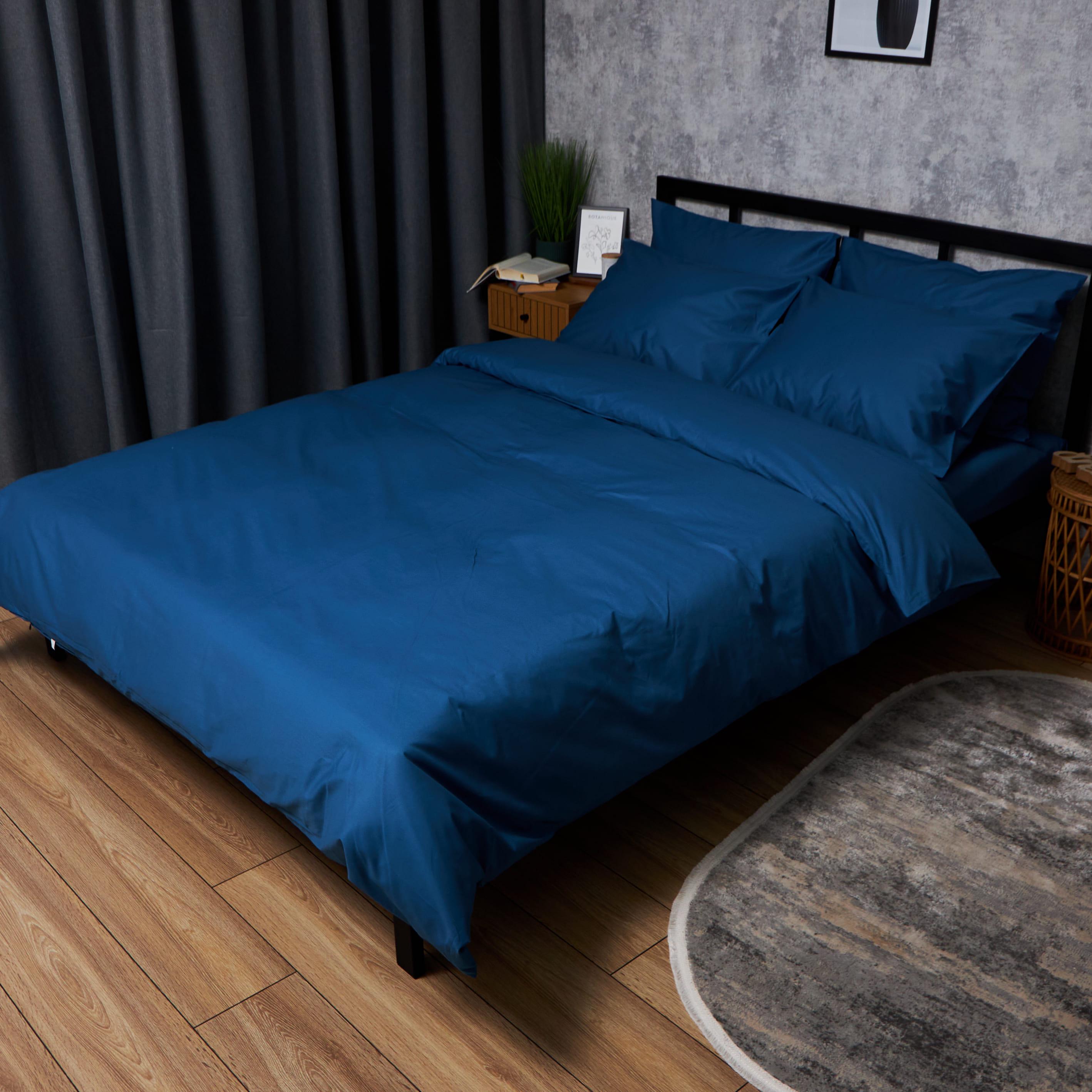 Комплект постельного белья Moon&Star Satin Premium Deep Blue king size наволочки 2 шт./220x240 см (MS-820008507)