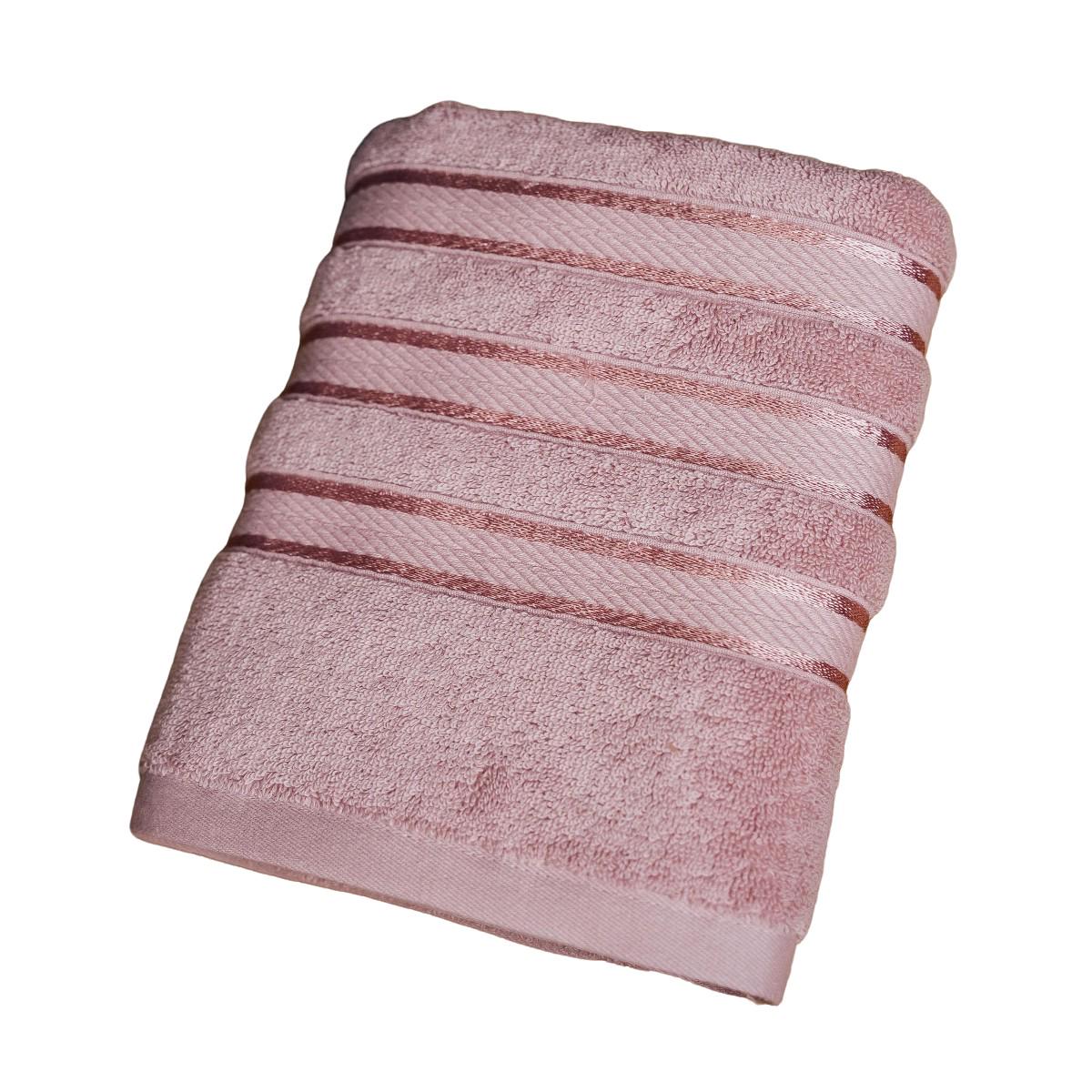 Полотенце банное Koloco Четыре полосы махра 70х140 см Розовый (41195) - фото 1