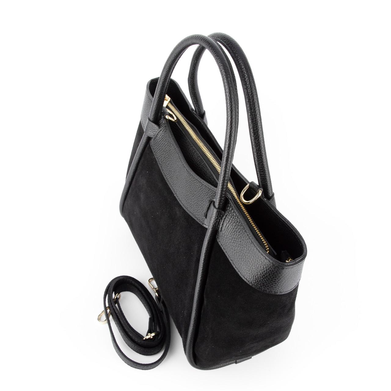 Сумка женская Virginia Conti замшевая с 2 ручками Черный (04027) - фото 3 Сумка женская Virginia Conti замшевая с 2 ручками Черный (04027) - фото 3