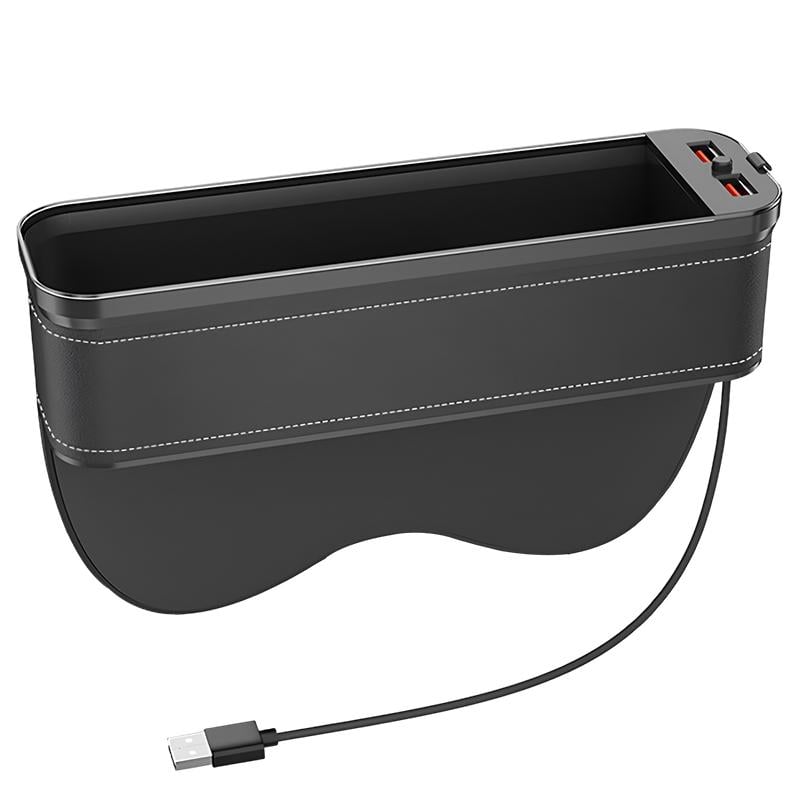 Автомобильный органайзер с неоновой подсветкой + 2 USB порта для зарядки телефона и устройств от прикуривателя Черный (afc2a8d8)