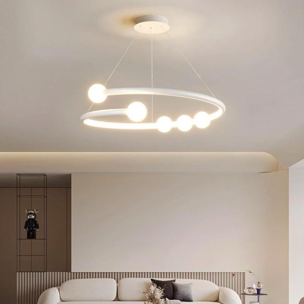 Люстра дизайнерская LED с акриловыми шариками Ø 60 см Белый (901-600 WT LED+G9*2)