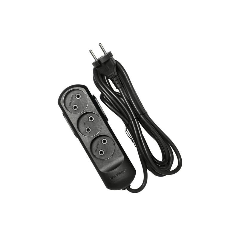 Подовжувач Neomax 2 м 3 гнізда без заземлення Чорний (NX510302) - фото 1 Подовжувач Neomax 2 м 3 гнізда без заземлення Чорний (NX510302) - фото 1