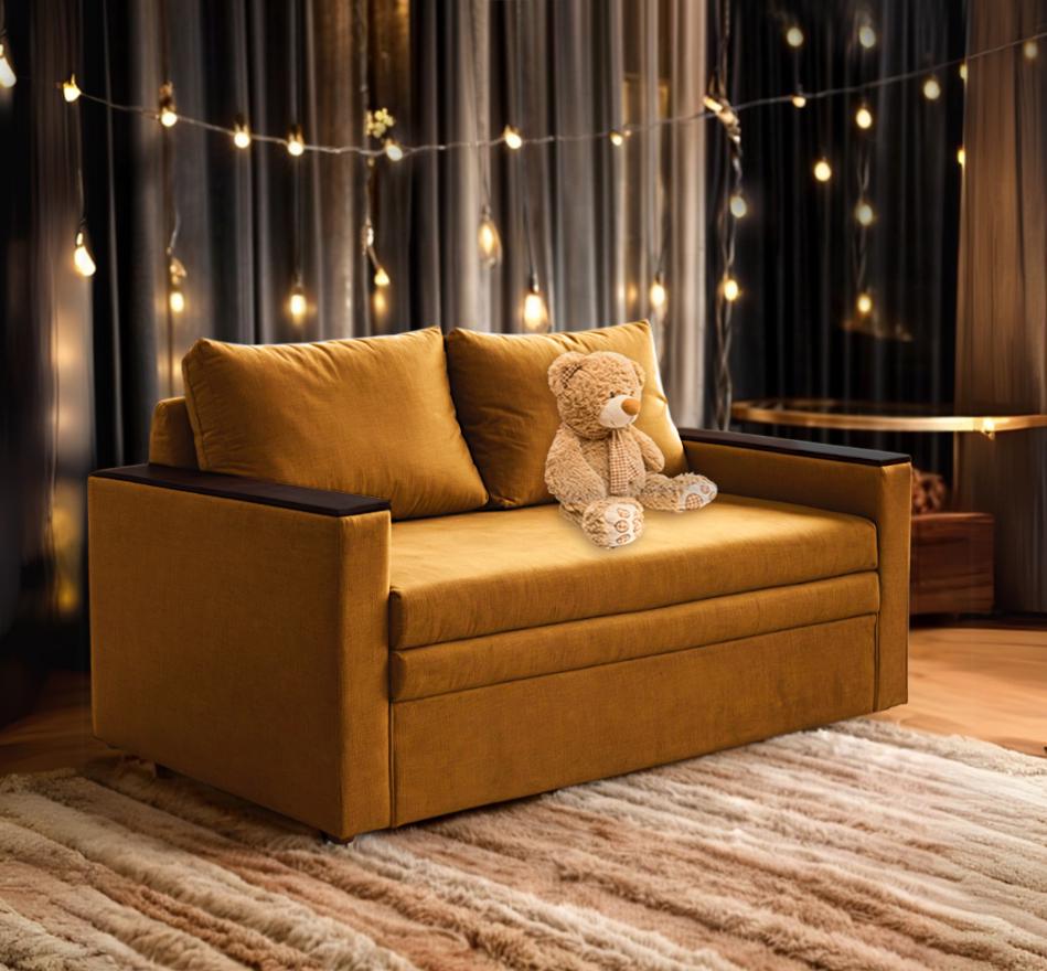 Диван-трансформер Tobi Sho Kubus-120 мягкий для гостиной велюр 1600х800х1000 мм Горчичный - фото 4