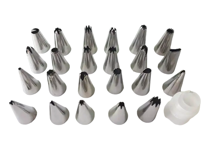 Набор кондитерских насадок для крема и украшения тортов из нержавеющей стали 24 шт. D 1,8 см H 2,8 см (17811)