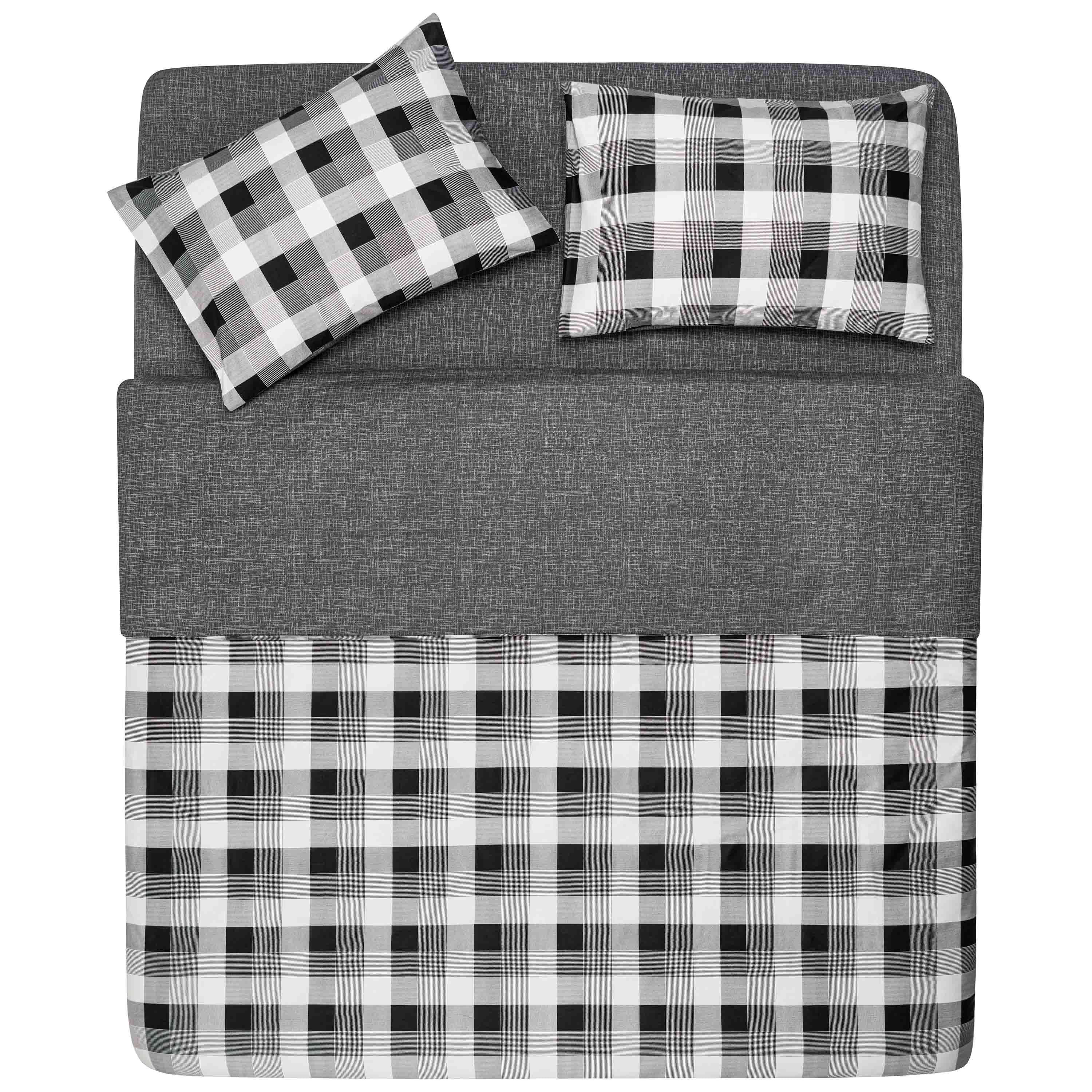 Комплект постельного белья Ardesto Gloria в клеточку двухспальный евро Серый (ART2022SR)