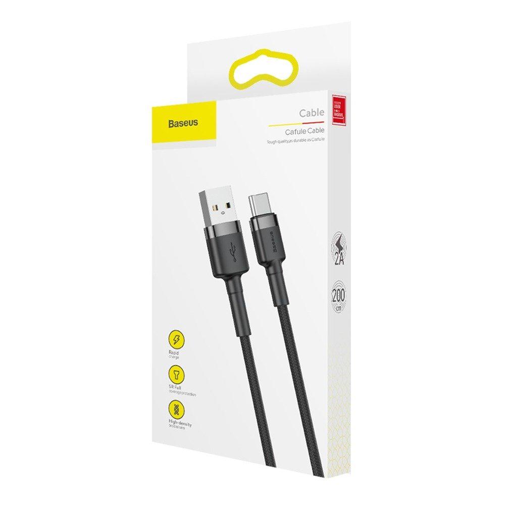 Кабель Baseus Cafule USB to Type-C 2A 2m Black (CATKLF-CG1) - фото 5