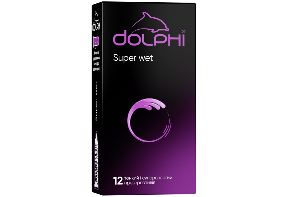 Презервативи DOLPHI Super Wet тонкі з додатковою змазкою 12 шт (COM05882)