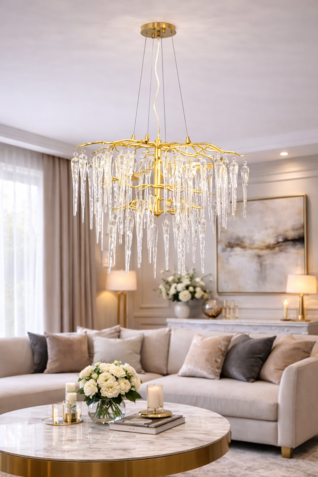 Люстра Crystal Rain 8 ламп G9 220V без ламп в комплекте (20173/600AGD)