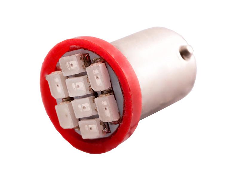 Автолампа светодиодная BA9S T4W 12 В SMD1206-8led Красный (84)