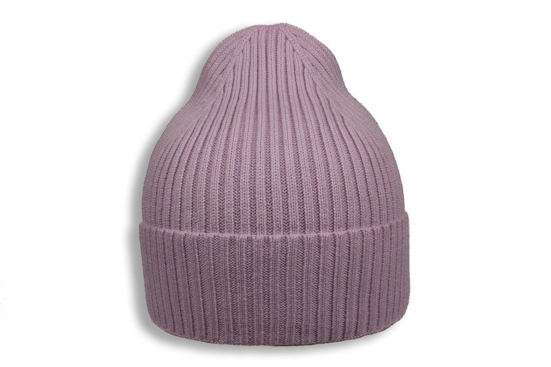 Шапка молодежная Apex РОЙ ДЛИННЫЙ в рубчик с отворотом кашемировая утепленная флисом one size сиреневая (282059) - фото 1