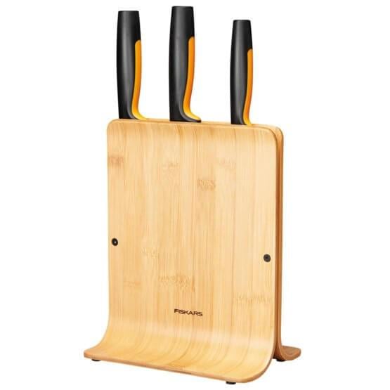 Набор кухонных ножей с бамбуковым блоком Fiskars Functional Form 3 шт. (1057553)