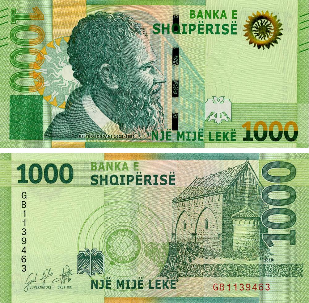 Коллекционная банкнота Албания 1000 леков 2019 2021 UNC PW78 (Б17896)