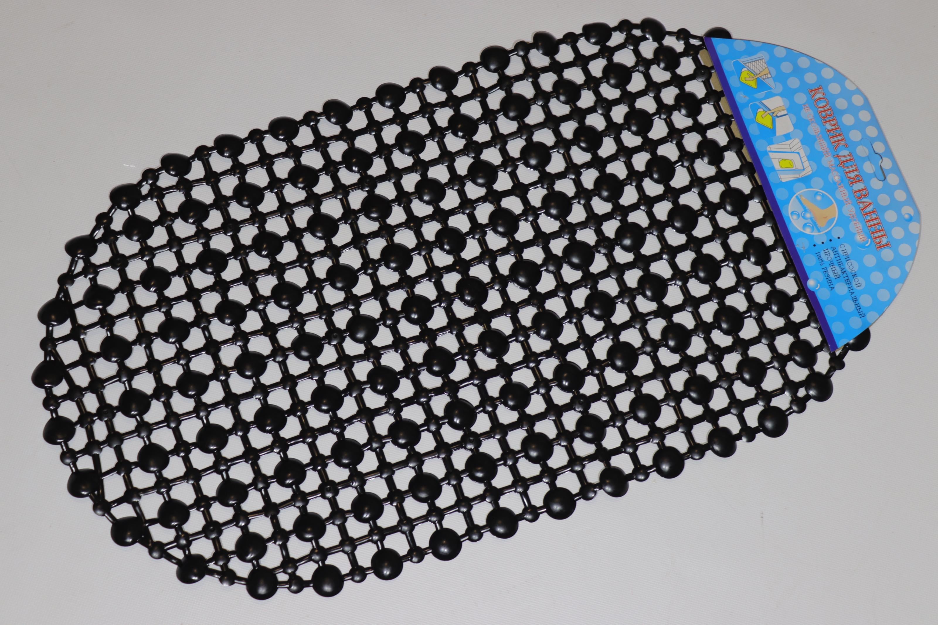 Коврик в ванную Соти на присосках силиконовый 62x36 см Черный (1602/black)