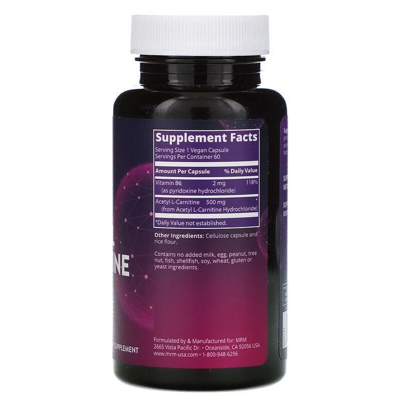 Ацетил L-карнитин MRM Acetyl-L-Carnitine 500 мг для поддержания метаболизма 60 капс. - фото 2