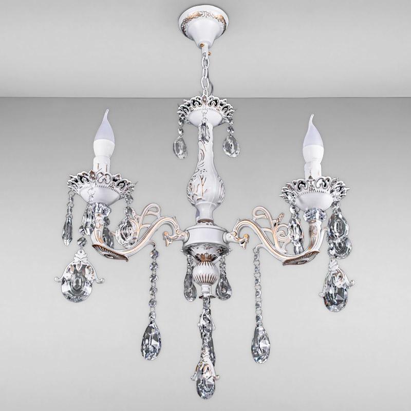 Люстра подвесная свечи Light House SRS-16290/3 на три лампы Белый / Золото