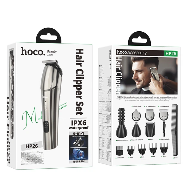 Машинка для стрижки Hoco HP26 Multi-Function Electric Clipper Grooming Set Metal Gray - фото 2 Машинка для стрижки Hoco HP26 Multi-Function Electric Clipper Grooming Set Metal Gray - фото 2